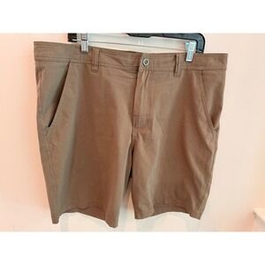 prAna Men's Shorts 36 Khaki 9" Inseam Stretch Travel Golf Performance EUC